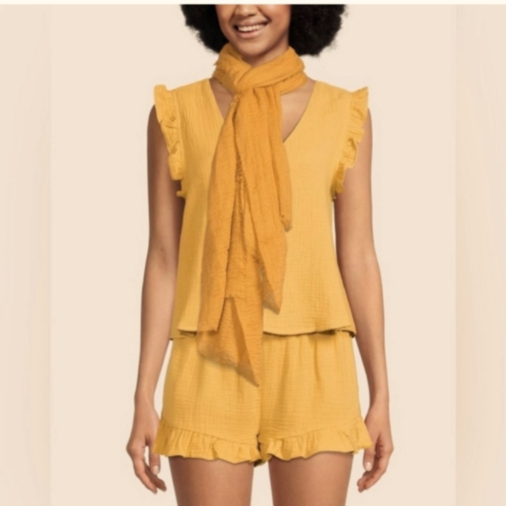 NWT Ampere Mustard Yellow Soft Crinkle Scarf in Package Sealed
